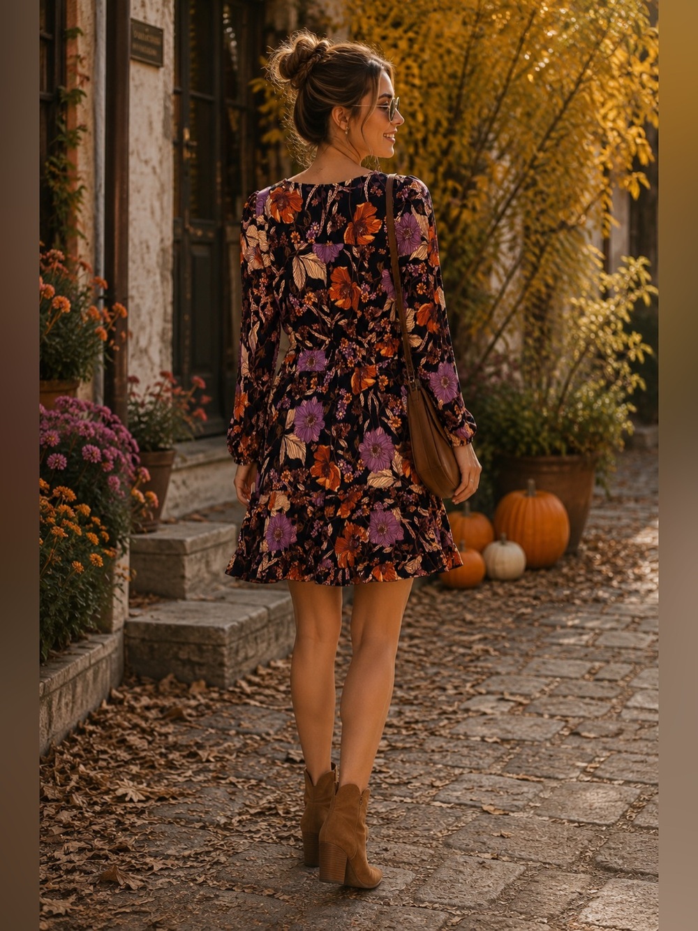Anthropologie Pilcro Floral Ruffle Tiered Mini Dress Boho Fall Sz M - Picture 2 of 9